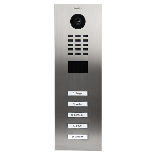 DoorBird IP Video Door Intercom 5 Buttons for 5 Tenants, Brushed Stainless Steel