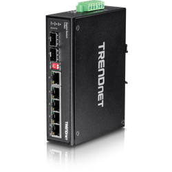 TRENDnet 6 Port Hardened Industrial Gigabit Switch,5 Gigabit,1 Shared/1 Ded SFP