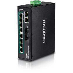 TRENDnet 10 Port Hardened Industrial Gigabit PoE+ DIN Rail Switch