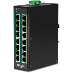 TRENDnet 16 Port Hardened Industrial Gigabit PoE+ DIN Rail Switch