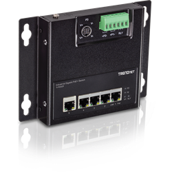 TRENDnet 5 Port Industrial Gigabit PoE+ Wall-Mounted Front Access Switch