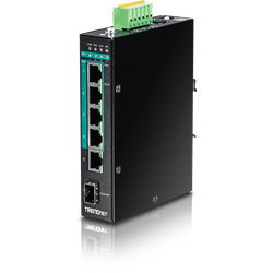 TRENDnet 5 Port Hardened Industrial Gigabit PoE+ DIN Rail Switch